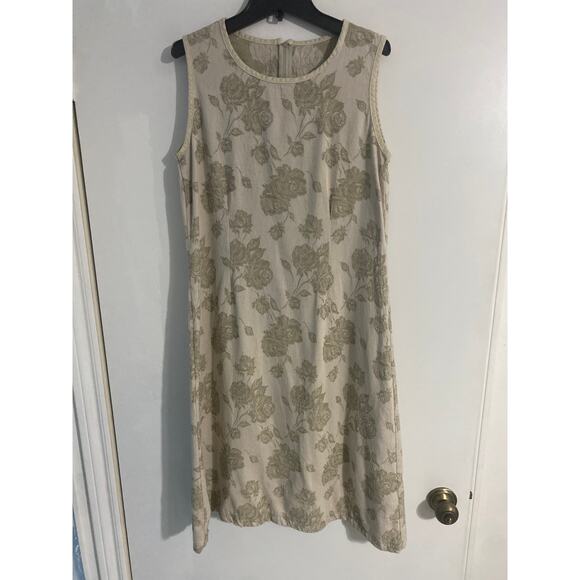 Sundance Catalog midi dress women’s size M tan floral linen beach boho peasant - Picture 1 of 3